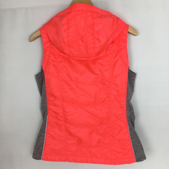 Title Nine Women’s Quilted Vest Hooded Neon Pink Gray Size Small Athletic - Picture 13 of 14